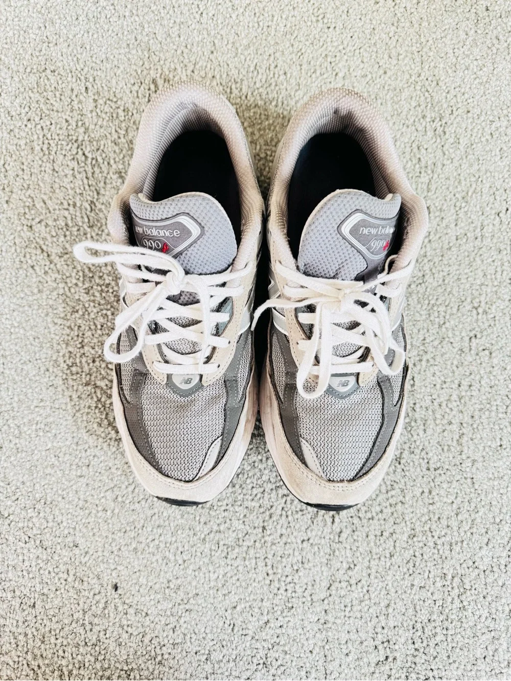 New Balance Women's Gray and Cream Mesh Sneakers